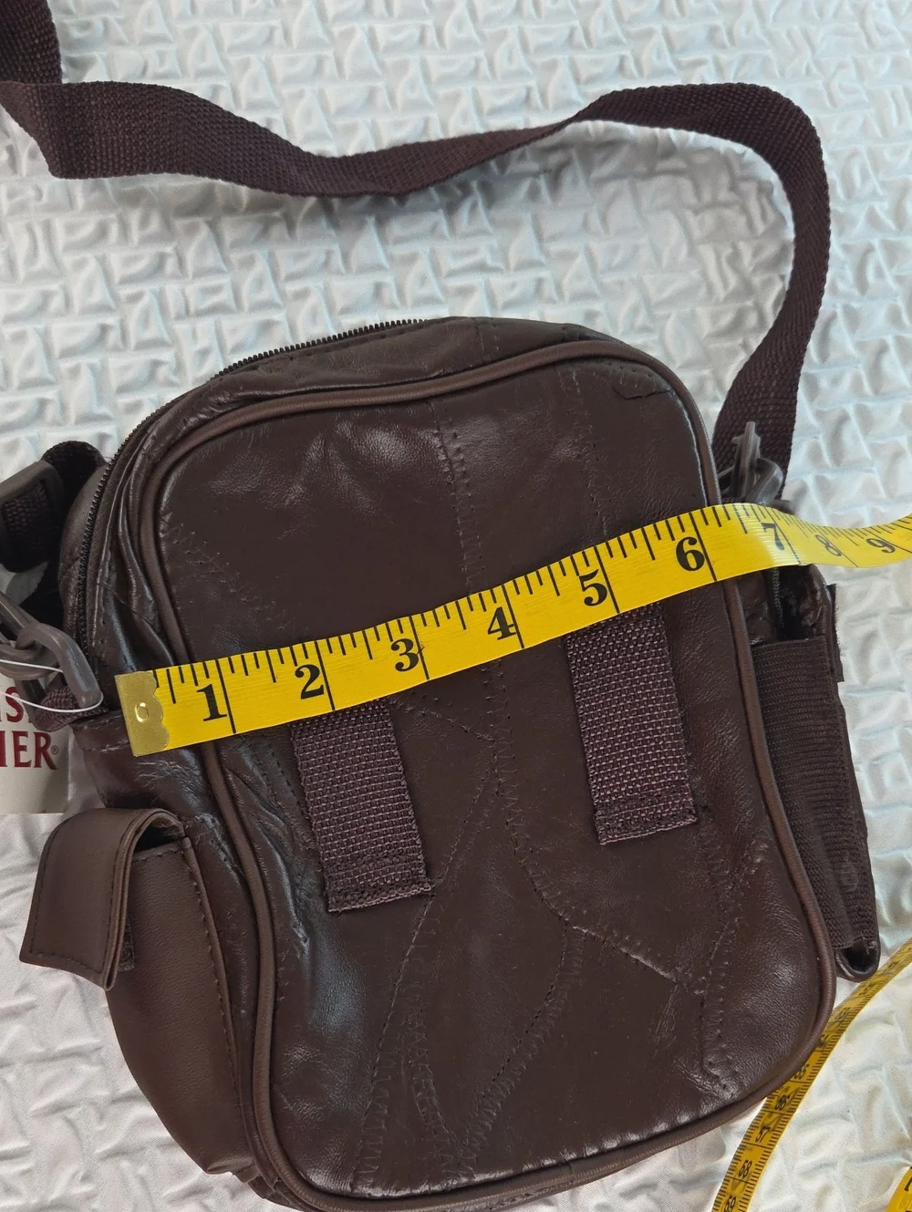 Crossbody MENS SLING BAG.Brown. English Leather PVC. RAIN RESISTANT
